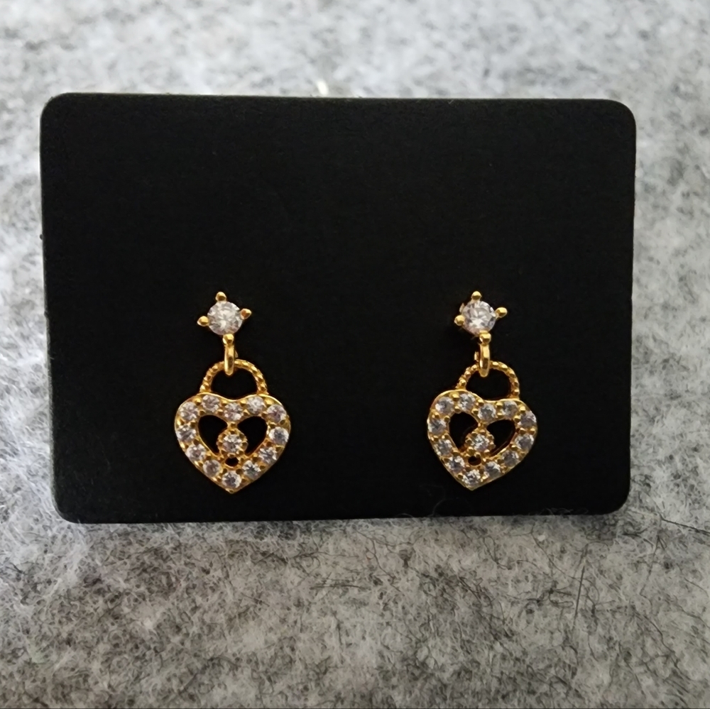 14k Heart Dangle Stud Earrings